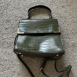 Dune London Olive Croc-Embossed Satchel
